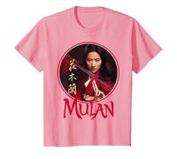 Disney Mulan Live Action Mulan Circle Ritratto Logo Maglietta, Bambini, Rosa, 10 anni