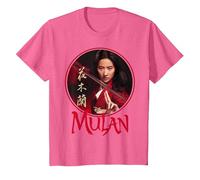 Disney Mulan Live Action Mulan Circle Ritratto Logo Maglietta, Bambini, Rosa Mélange, 4 anni