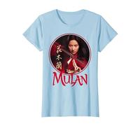 Disney Mulan Live Action Mulan Circle Ritratto Logo Maglietta, Donna, Celeste, XL