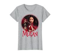 Disney Mulan Live Action Mulan Circle Ritratto Logo Maglietta, Donna, Grigio Melange, L