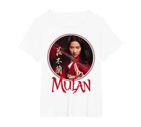 Disney Mulan Live Action Mulan Circle Ritratto Logo Maglietta, Donna plus-size, Bianco, 3X