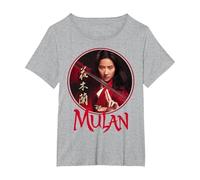 Disney Mulan Live Action Mulan Circle Ritratto Logo Maglietta, Donna plus-size, Grigio Melange, 3X