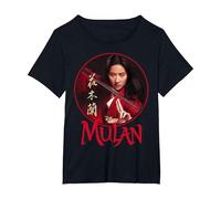 Disney Mulan Live Action Mulan Circle Ritratto Logo Maglietta, Donna plus-size, Nero, 4X