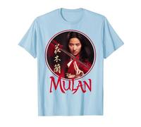 Disney Mulan Live Action Mulan Circle Ritratto Logo Maglietta, Uomo, Celeste, L