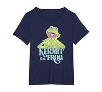 Disney Muppets Kermit The Frog Vintage Maglietta, Donna plus-size, Navy, 2X