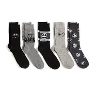 Disney Nightmare Before Christmas - Calzini da uomo, confezione da 5, Nero Grigio Multi, 10-13