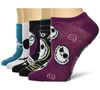 Disney Nightmare Before Christmas, Confezione da 5 Paia di Calzini Casual, Bianco, Verde Acqua, Multicolore, 42-44.5 EU Donna