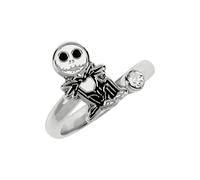 Disney Nightmare Before Christmas RF00386RRWL - Anello placcato argento con pietra trasparente, colore: bianco e nero, Metallo, Nessuna pietra preziosa