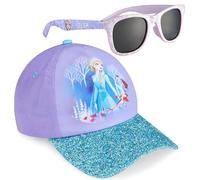 Disney Occhiali da Sole Bambina 100% UV e Regolabile Cappello Con Visiera (Viola Frozen)