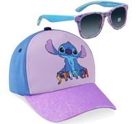 Disney Occhiali da Sole Bambina 100% UV e Regolabile Cappello Con Visiera (Viola Stitch)