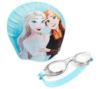 Disney Occhialini da Nuoto per Bambini - Set Occhialini da Piscina Anti-Appannamento e Cuffia Nuoto (Blu/Multi Frozen, 3-6 Anni)