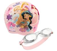 Disney Occhialini da Nuoto per Bambini - Set Occhialini da Piscina Anti-Appannamento e Cuffia Nuoto (Rosa Principesse, 3-6 Anni)