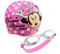 Disney Occhialini da Nuoto per Bambini - Set Occhialini da Piscina Anti-Appannamento e Cuffia Nuoto (Rosa Minnie, 3-6 Anni)