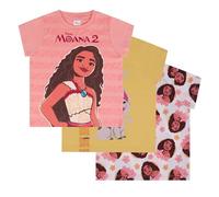 Disney Oceania 2, Moana, Confezione da 3 Magliette a Maniche Corte in 100% Cotone, per Bambine, Multicolor, 3-4 Anni: 104cm, Multicolore