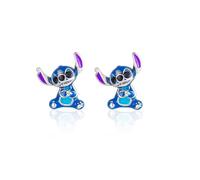 Disney Orecchini a Lobo Stitch in Argento 925 con Smalto Colorato, Comodi e Sicuri, Adatti per Donne e Bambine, Confezione Regalo Inclusa, Gioielli Ufficiali Disney