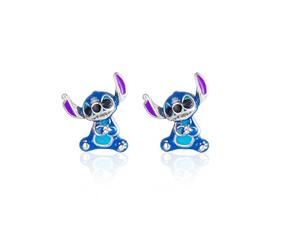 Disney Orecchini a Lobo Stitch in Argento 925 con Smalto Colorato, Comodi e Sicuri, Adatti per Donne e Bambine, Confezione Regalo Inclusa, Gioielli Ufficiali Disney