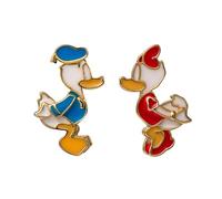 Disney Orecchini a perno in argento Sterling placcato oro 18 carati, a forma di anatra e margherita, con licenza ufficiale, senza pietra preziosa