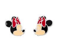 Disney Orecchini a perno smaltati in argento Sterling 925 con Minnie che si baciano, per ragazze, Argento sterling