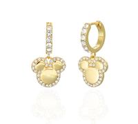 Disney Orecchini Mickey Mouse, in Ottone Dorato con Zirconi Bianchi, per Donna e Bambina, Pronti da Regalare, Gioielli Ufficiali Disney