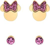 Disney Orecchini Minni Mouse, Collezione Acciaio Inossidabile, Colore Argento, UNICO, Pietre di zirconia cubica, Regalo per Ragazze e Donne (Rosa 2)