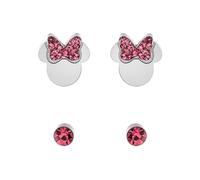 Disney Orecchini Minni Mouse, Collezione Acciaio Inossidabile, Colore Argento, UNICO, Pietre di zirconia cubica, Regalo per Ragazze e Donne (Rosa 1)