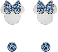 Disney Orecchini Minni Mouse, Collezione Acciaio Inossidabile, Colore Argento, UNICO, Pietre di zirconia cubica, Regalo per Ragazze e Donne (Blu)