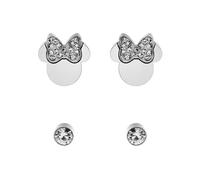 Disney Orecchini Minni Mouse, Collezione Acciaio Inossidabile, Colore Argento, UNICO, Pietre di zirconia cubica, Regalo per Ragazze e Donne (Chiaro 1)