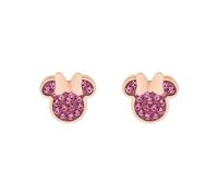 Disney Orecchini Minnie Mouse in Acciaio Medico Anallergico placcato Oro Rosa, con Zirconi Rosa, Adatti per Donne e Bambine, Sicuri per Pelli Sensibili, Gioielli Ufficiali Disney
