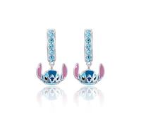 Disney Orecchini Stitch in Argento 925 con Zirconi Azzurri e Smalto Colorato, Adatti per Donne e Bambine, Pronti da Regalare, Gioielli Ufficiali Disney
