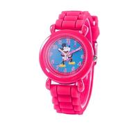 Disney Orologio analogico al quarzo con cinturino in silicone per insegnante di tempo in plastica per bambini, Rosa