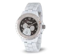 Disney Orologio da polso analogico al quarzo scintillante smalto adulto, bianco, Bracciale
