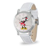 Disney Orologio da polso da donna Minnie Mouse, Argento, Croco Bianco, AB5949, Minnie Vintage Watches 3 - Cassa argentata/cinturino in pelle bianca