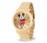 Disney Orologio da uomo con licenza ufficiale Topolino, design con lancette articolate, orologio da uomo, orologio elegante, orologi unici, quadrante dorato, cinturino in acciaio inossidabile