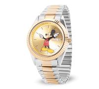 Disney Orologio da uomo Topolino, classico, con Topolino, elegante orologio da uomo, con licenza ufficiale, cinturino in acciaio inox, quadrante dorato, design di ispirazione vintage
