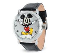 Disney Orologio da uomo Topolino con cinturino nero, Pelle nera, Orologio al quarzo