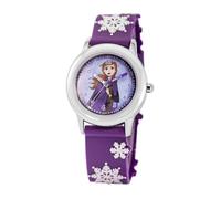 Disney Orologio Frozen per ragazze dai 4 ai 7 anni - Quadrante con personaggio principessa - Ottimo regalo per i fan di Frozen - Lunetta argento e cinturino in nylon viola - Acquista e ottieni 1