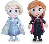 Disney - Pack 2 Peluches 11'81"/30cm Principesse di Frozen - Il Regno di Ghiaccio - Elsa + Anna qualità Super Soft