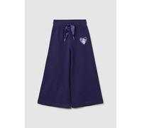 DISNEY, Pantaloni Jogger Da Bambina In Misto Cotone Blu Regular Fit Con Cuore Ricamato, Blu, Taglia: 5-6