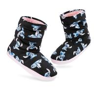 Disney Pantofole Donna a Stivaletto - Ciabatte Donna Invernali Interno in Pile Suola Antiscivolo 34-41 Gadget Stitch Baby Yoda (Nero/Blu Stitch, 36-37 EU)