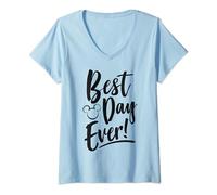 Disney Park Best Day Ever Mickey Head Silhouette Maglietta con Collo a V