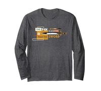 Disney Percy Jackson Riptide Pen is Mightier Than the Sword Maglia a Manica, Unisex per adulti, Grigio Scuro, S