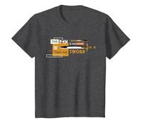 Disney Percy Jackson Riptide Pen is Mightier Than the Sword Maglietta, Bambini, Grigio Scuro, 3 anni