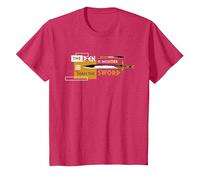 Disney Percy Jackson Riptide Pen is Mightier Than the Sword Maglietta, Bambini, Rosso Mélange, 6 anni