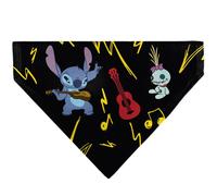 Disney Pet Bandana Stitch and Scrump Ukulele Jam Pose Black Yellow Slip On Colla