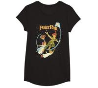 Disney Peter Pan Darling Flight Vintage Maglietta, Ragazze, Nero, XS