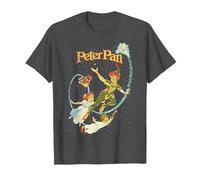 Disney Peter Pan Darling Flight Vintage Maglietta, Uomo, Grigio Scuro, S