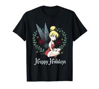 Disney Peter Pan Natale Tinkerbell Happy Holidays Maglietta