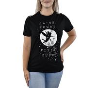 Disney Peter Pan Tinkerbell Faith Trust and Pixie Dust Juniors T-Shirt (Extra Large, Black Tink)
