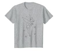 Disney Peter Pan Tinkerbell Wish Sketch Maglietta, Bambini, Grigio Melange, 12 Anni