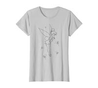 Disney Peter Pan Tinkerbell Wish Sketch Maglietta, Donna, Argento, XXL